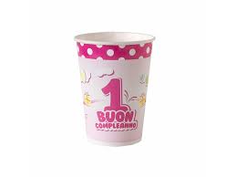 bicchiere 1 compleanno rosa 200cc 10 pz