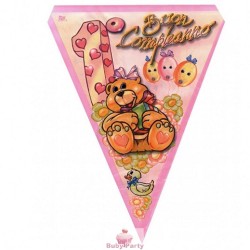 festone bandierine buon 1 compleanno rosa