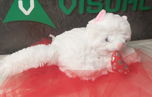 Peluche gattino bianco SAN VALENTINO - immagine 2