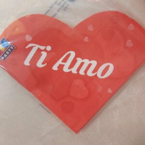 Tovagliolo sagomato a forma di cuore Ti Amo - SAN VALENTINO